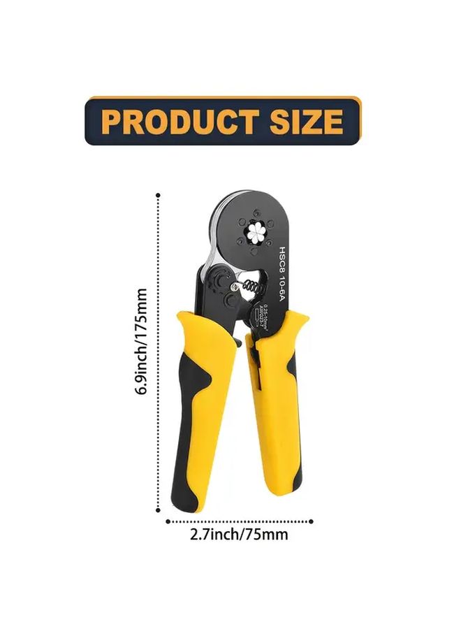 HSC8 6-6A N1200PCS Self Adjusting Ratchet Wire Terminal Crimping Tool 0.25 10mm² AWG 23 7 Tubular Terminal Clamp Kit For Electrical Work Durable Compact Crimpers Electricians DIY Enthusiasts - Image 3
