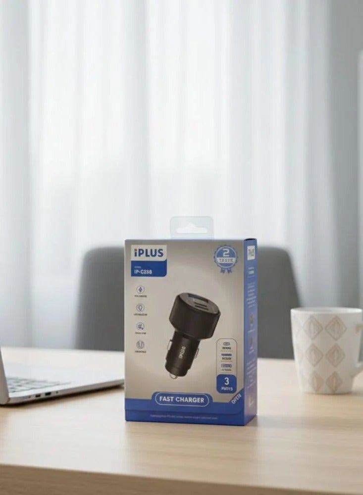 iPLUS 40W Fast Car Charger with Three Ports - Image 2