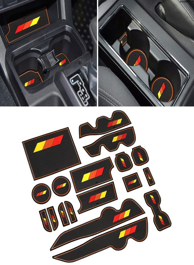 SENSHINE Custom Liners for Toyota Tacoma Accessories 2016-2021 2022 2023 Non-Slip Anti Dust Liner Cup Holder, Center Console, and Door Pocket Inserts Mats Premium Interior (Double Cab) (Orange Trim) - Image 1