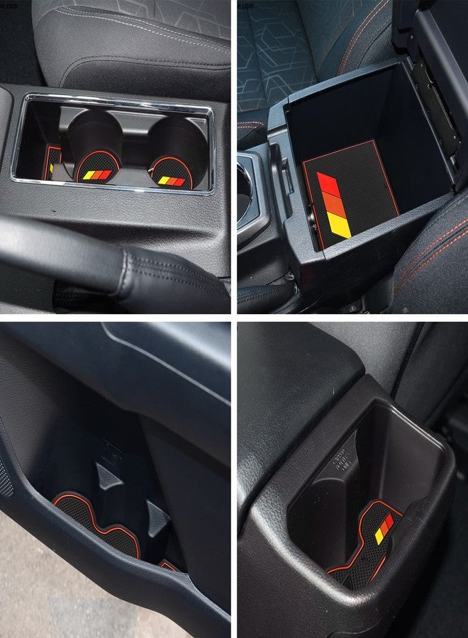 SENSHINE Custom Liners for Toyota Tacoma Accessories 2016-2021 2022 2023 Non-Slip Anti Dust Liner Cup Holder, Center Console, and Door Pocket Inserts Mats Premium Interior (Double Cab) (Orange Trim) - Image 5
