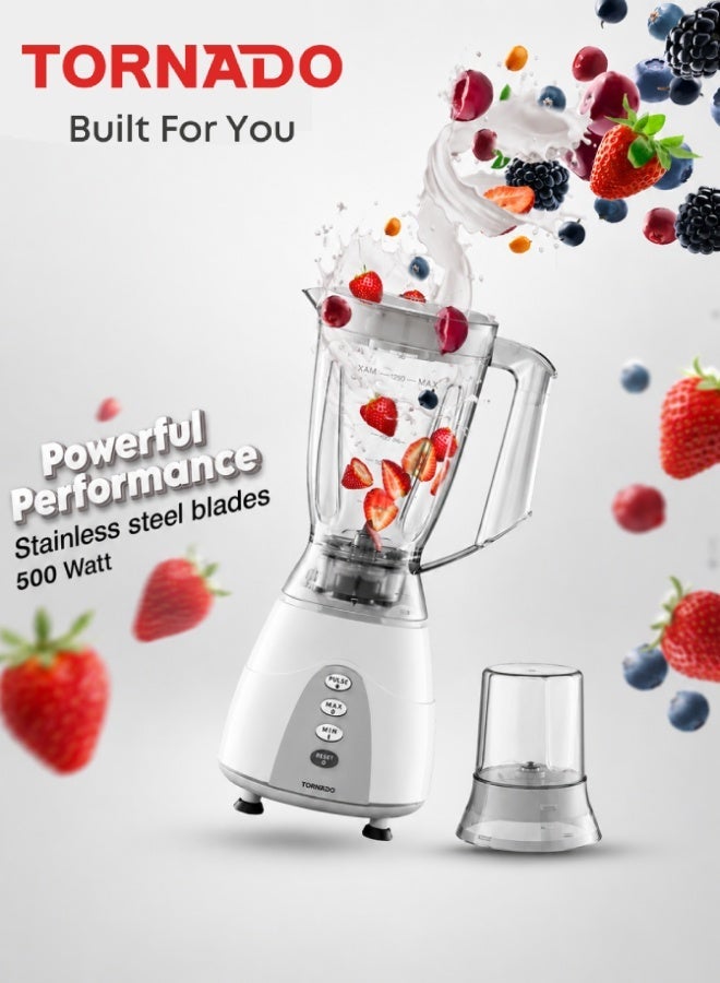 TORNADO Electric Blender 500 Watt 1.5 Liter 2 Mills Gray MX5200/2-GRAY - Image 1