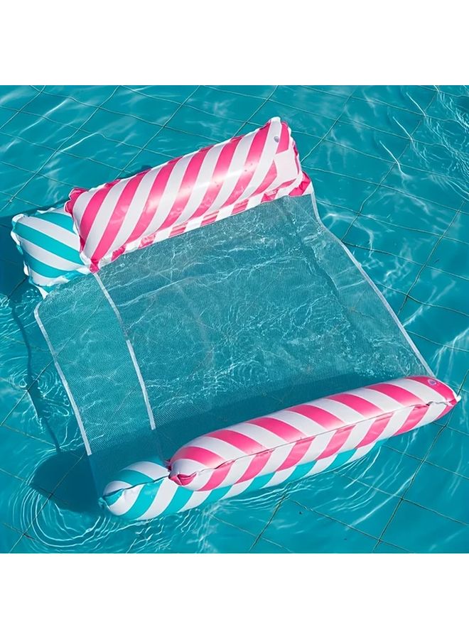Yellow Diagonal Stripes Inflatable Water Hammock Lounger For Adults Pool Beach - Image 5
