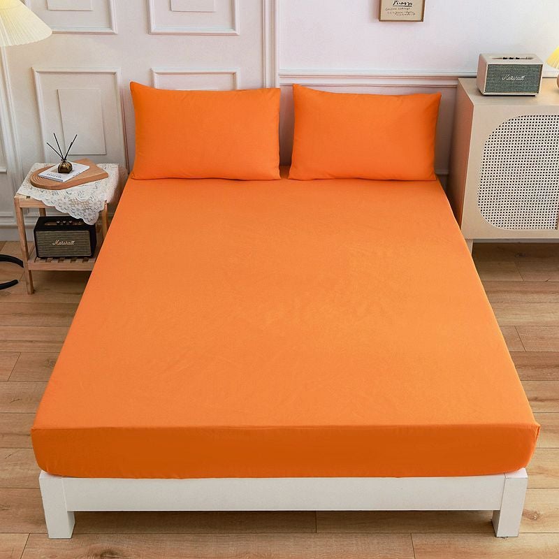 New Solid Color Simple Sanding Bed Hat Pillowcase Single Double Dark Plain Bedspread - Image 1