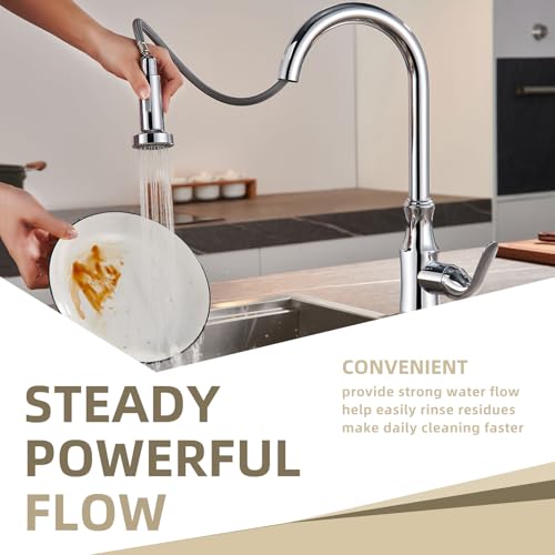 Angle Simple Faucet Head Replacement Chrome, Angle Simple Kitchen Sink Faucet Sprayer, Pull Down Hose Spray Head, Stream and Spray Mode, Male Threads - Image 5