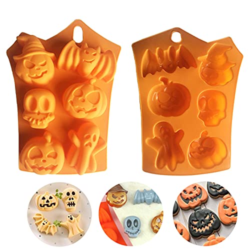 FantasyDay 2 Pack Halloween Pumpkin Witch Ghost Silicone Mold Candy Mold Ice Tray for Holiday Chocolate, Muffin Cups, Wafer, Cake Toppers, Bath Bombs, Soaps Cookie and More #6 - Image 1