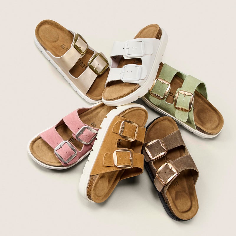 Project Cloud 100% Genuine Leather Platform Sandals Women Footwear - Wedge Chunky Slides for Women 2026 with Memory Foam Insole & Cork Footbed Womens Sandals (GreeceChunky) - Image 3