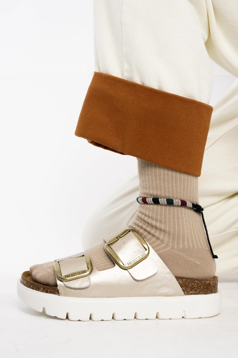 Project Cloud 100% Genuine Leather Platform Sandals Women Footwear - Wedge Chunky Slides for Women 2026 with Memory Foam Insole & Cork Footbed Womens Sandals (GreeceChunky) - Image 2