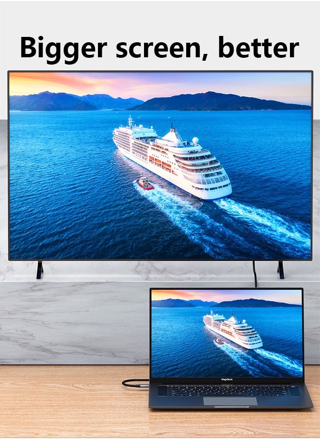 Type C to HDMI Adapter 2M, USB 3.1 USB C to HDMI Cable, Compatible with TV, iPhone 15 Series, iPad 10/Pro/Air/Mini, Samsung S24 Series/S23 Series/Galaxy Z, MacBook Pro, Dell XPS, Huawei P60 Pro