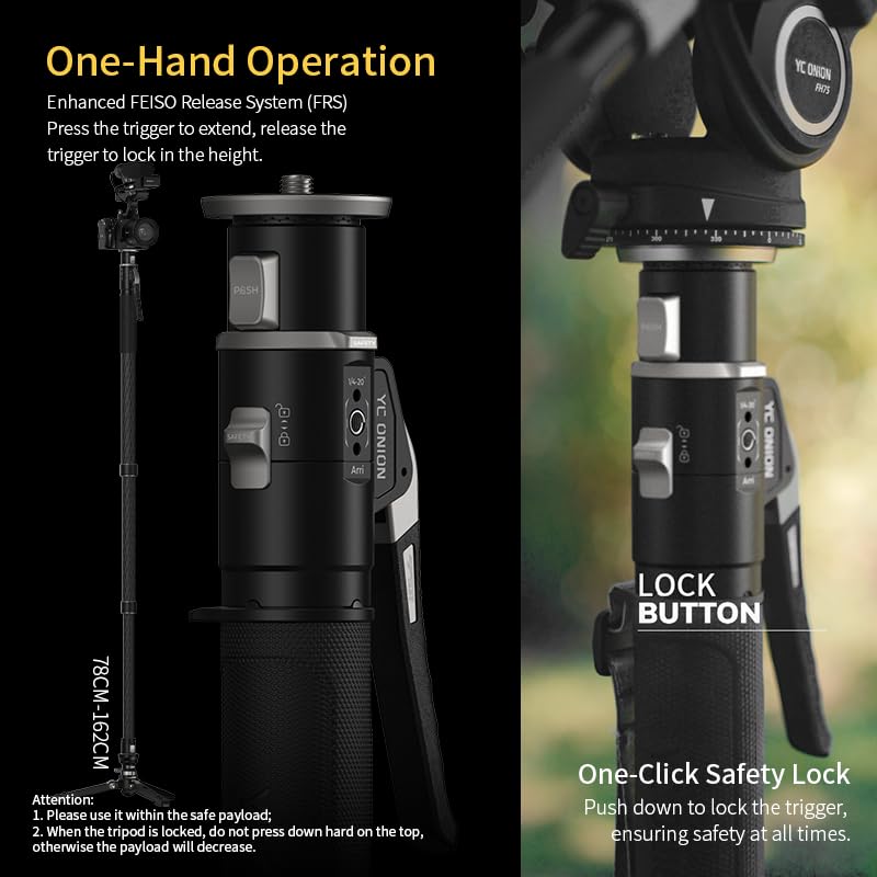 YC ONION Pineta Carbon Fiber Camera Monopod, Professional Camera Monopod, Camera Tripod with FEISO Release System,Stands Adapted for Mobile Phones，Stands adapted for Table Computers - Image 4