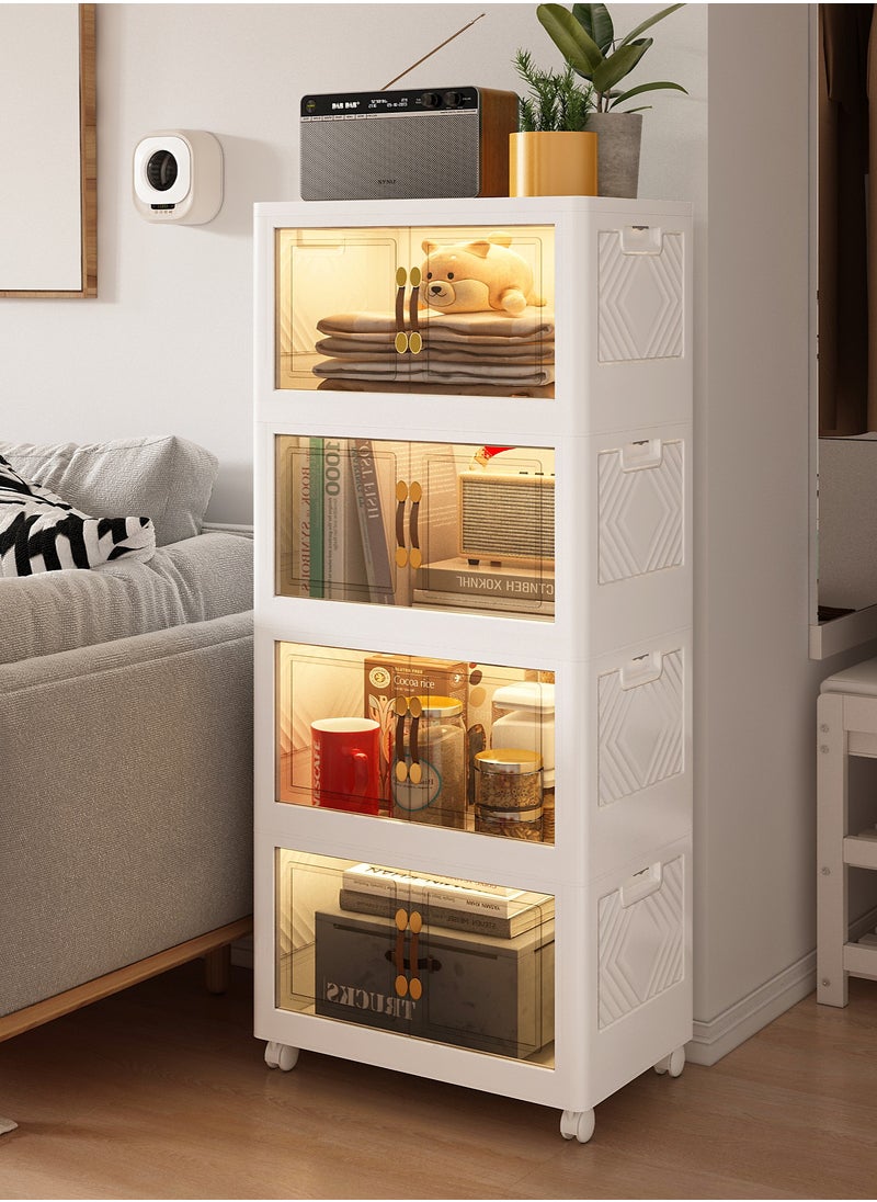 Arabest 4-Tier Kitchen Storage Cabinet, Drawer Organizers, Foldable Drawer Shelves, Storage Drawer Organizer With Handles, Magnetic Doors, and Movable Wheels, Sstorage Drawers, Medium Size  - Image 2
