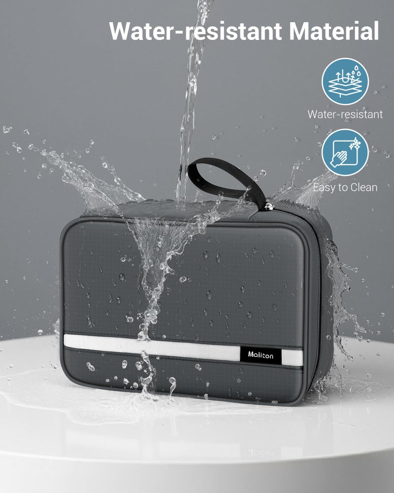 Maliton Toiletry Bag for Men & Women Travel Toiletry Bag Hanging Toiletry Bag Hygiene Organizer with 4 Compartments Waterproof Bathroom Shower Bag Large Toiletries Travel Bag (Gray) - Image 4