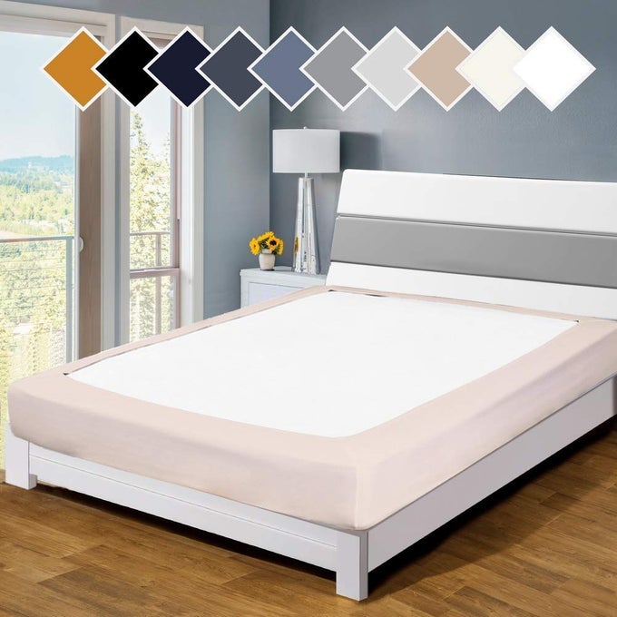 PREMIUM BED BOX SPRING COVER UPDATE BED SKIRT MATTRESS PROTECTOR ENCASEMENTQUEENSPLIT QUEEN LINEN
