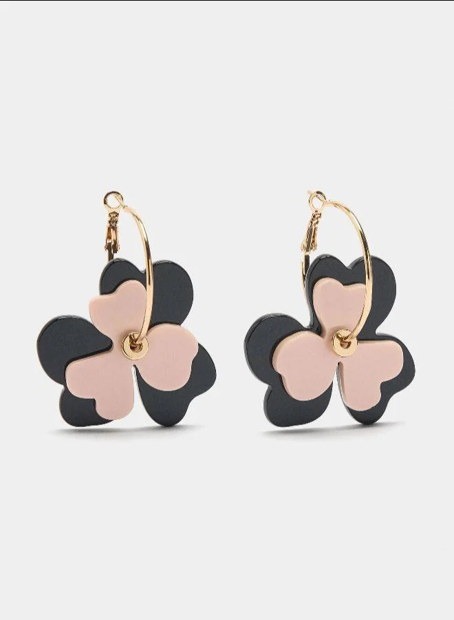 بارفوا أقراط حلقية بأزهار راتنجية متعددة الألوان