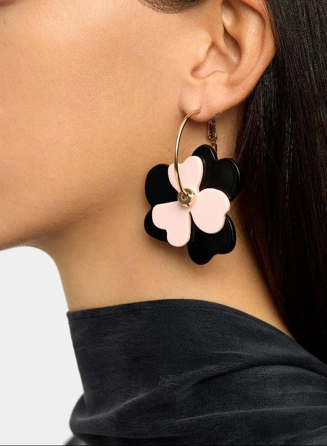 بارفوا أقراط حلقية بأزهار راتنجية متعددة الألوان