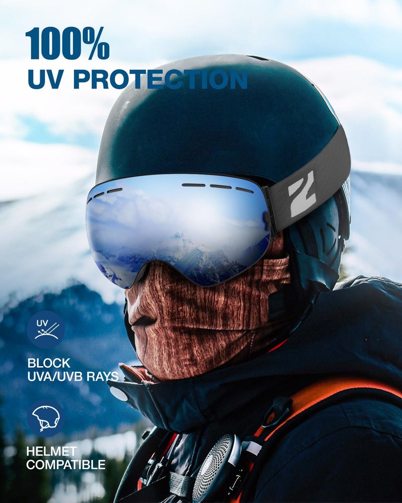 ZIONOR X Ski Snowboard Snow Goggles OTG Design for Men & Women with Spherical Detachable Lens UV Protection Anti-Fog - Image 3