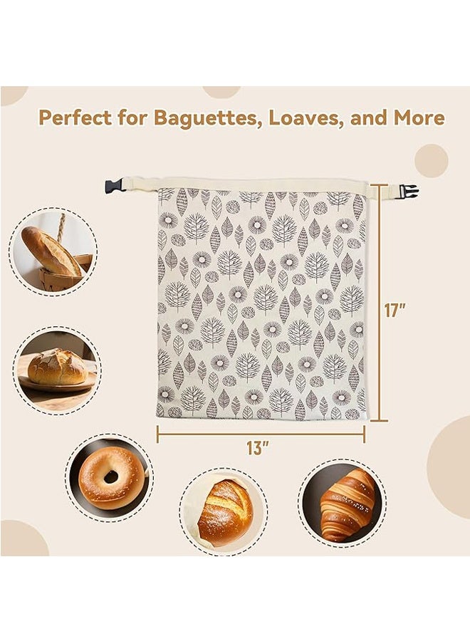 جيوان أكياس خبز شمع النحل القابلة لإعادة الاستخدام للمجمد والثلاجة ، 17 "× 13" أكياس تخزين القطن ذات شمع النحل الطبيعي المغطاة بالهواء حارس الطازجة للمصنع المنزلي والمخابز الأساسية (حزمة 2) - Image 3