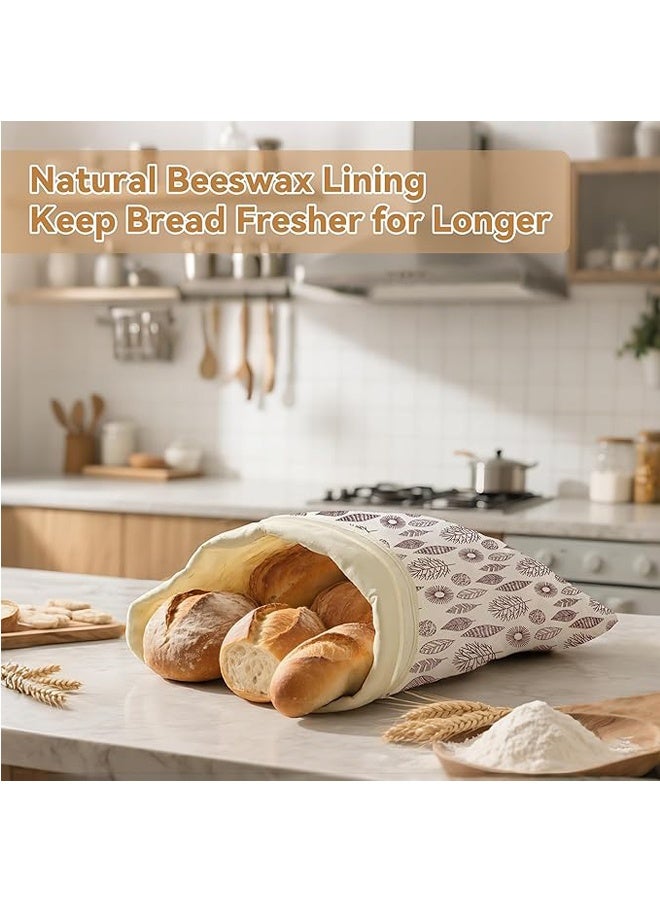 جيوان أكياس خبز شمع النحل القابلة لإعادة الاستخدام للمجمد والثلاجة ، 17 "× 13" أكياس تخزين القطن ذات شمع النحل الطبيعي المغطاة بالهواء حارس الطازجة للمصنع المنزلي والمخابز الأساسية (حزمة 2) - Image 5