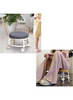 ISTARA ISTARA Low Rolling Stool Mini Ground Stool 360 Degree Rolling Adjustable Round Rolling Stool with Wheels Household Walking Round Chair  - Image 4