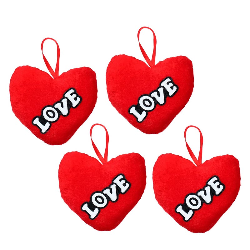 Wizme Wizme Red Fur Heart Shape Hanging Pillows CushionValentine Day Love Pillow for Gifts Soft Pillows Valentine Day Gift for HusbandWifeGirlfriendBoyfriendCouple Set of 4  - Image 1