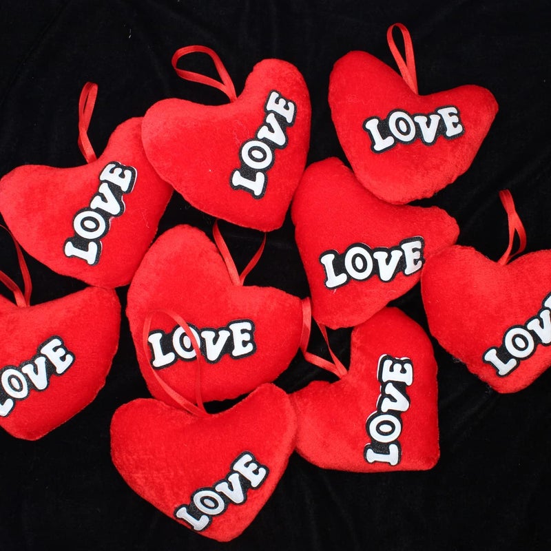 Wizme Wizme Red Fur Heart Shape Hanging Pillows CushionValentine Day Love Pillow for Gifts Soft Pillows Valentine Day Gift for HusbandWifeGirlfriendBoyfriendCouple Set of 4  - Image 2