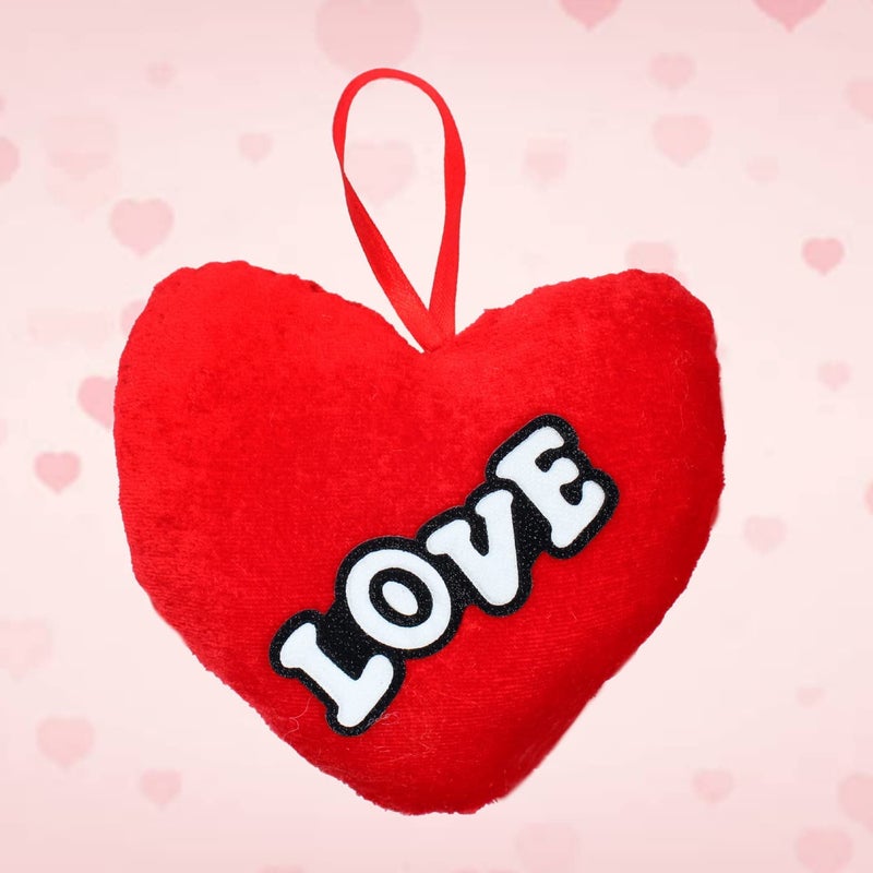 Wizme Wizme Red Fur Heart Shape Hanging Pillows CushionValentine Day Love Pillow for Gifts Soft Pillows Valentine Day Gift for HusbandWifeGirlfriendBoyfriendCouple Set of 4  - Image 3