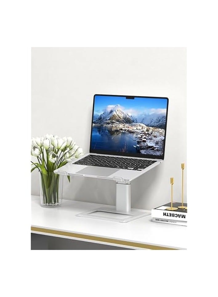 بروماس حامل كمبيوتر محمول قابل للتعديل للمكتب، حامل كمبيوتر، حامل كمبيوتر محمول مريح متوافق مع كمبيوتر محمول مقاس 10 إلى 17.3 بوصة، فضي من الألومنيوم - Image 2