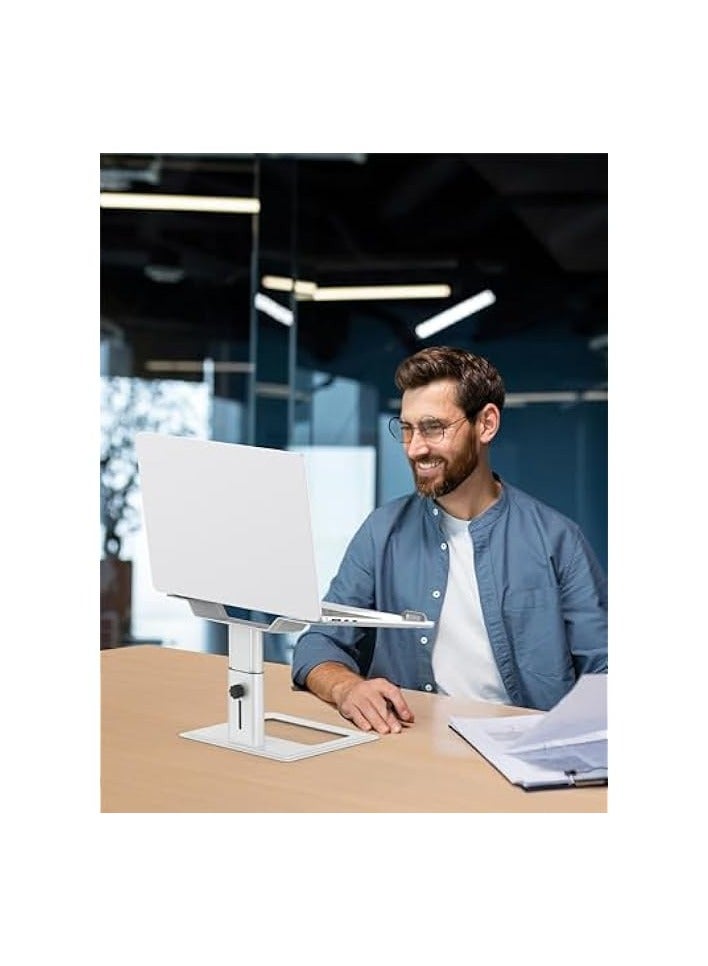 بروماس حامل كمبيوتر محمول قابل للتعديل للمكتب، حامل كمبيوتر، حامل كمبيوتر محمول مريح متوافق مع كمبيوتر محمول مقاس 10 إلى 17.3 بوصة، فضي من الألومنيوم - Image 4