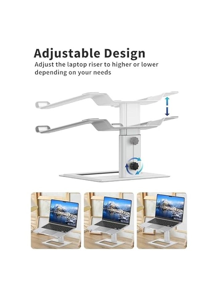 بروماس حامل كمبيوتر محمول قابل للتعديل للمكتب، حامل كمبيوتر، حامل كمبيوتر محمول مريح متوافق مع كمبيوتر محمول مقاس 10 إلى 17.3 بوصة، فضي من الألومنيوم - Image 5