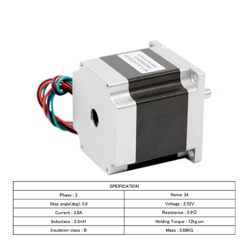 محرك خطوي Nema23 57x56mm 0.9 درجة 3A 1.2N.m عمود 6.35mm لآلات الطحن CNC وطابعات 3D - Image 5