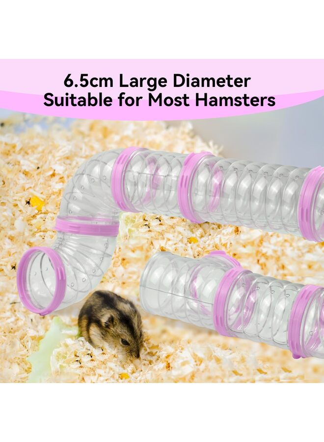 نفق بلاستيكي للهامستر، مجموعة من 8 أنابيب للهامستر، تجميع ذاتي، أنبوب تدريب رياضي، ملحقات خارجية، لعبة أنبوبية ممتعة لإخفاء الحيوانات الصغيرة (وردي) - Image 2