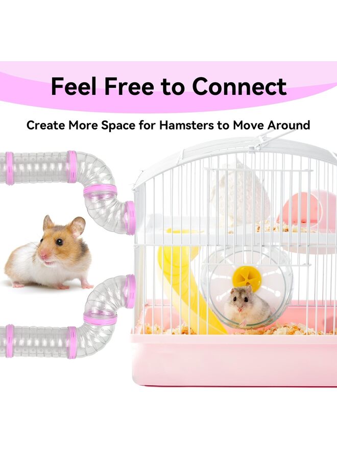 نفق بلاستيكي للهامستر، مجموعة من 8 أنابيب للهامستر، تجميع ذاتي، أنبوب تدريب رياضي، ملحقات خارجية، لعبة أنبوبية ممتعة لإخفاء الحيوانات الصغيرة (وردي) - Image 3