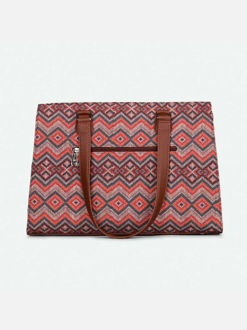 ZOUK Statement Business Bag | Stylish Handbag for Women Office Use | Tote Bags for Woman | Fits 14 Inch Laptop | Water-Resistant | Big Size | Aesthetic Purse | Gwalior Weaves - Image 5
