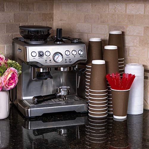 SafeWare Disposable Coffee Cups with Lids and Stirrers 12 oz (50 Set), Insulated Double Wall, No Drip Roll Up Rims, Easy to Grip Ripple Design. Perfect To-Go Hot Cups for Travel, Driving, Home. - Image 2