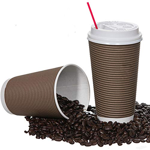 SafeWare Disposable Coffee Cups with Lids and Stirrers 12 oz (50 Set), Insulated Double Wall, No Drip Roll Up Rims, Easy to Grip Ripple Design. Perfect To-Go Hot Cups for Travel, Driving, Home. - Image 4