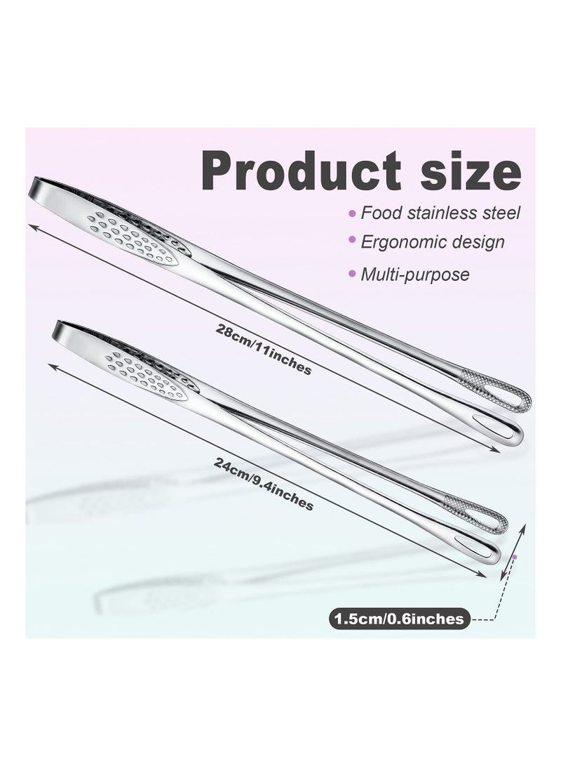 نيبمينينت Grill Tongs, Stainless Steel BBQ Kitchen Food Tweezers Cooking Clamp Tool, Bread Toaster Easy Cleaning, for Salad, Barbecue, Buffet (3PCS 9.4 Inches) - Image 2