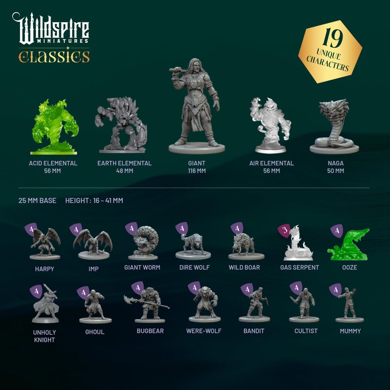 Wildspire Classic Encounters - Expansion Set I - 60 Iconic DND Miniatures Bulk Monsters, Unpainted Tabletop RPG DND Minis, D&D Miniatures, Fantasy Figurines, Dungeons & Dragons Minis, 28mm, Assembled Unprimed - Image 3