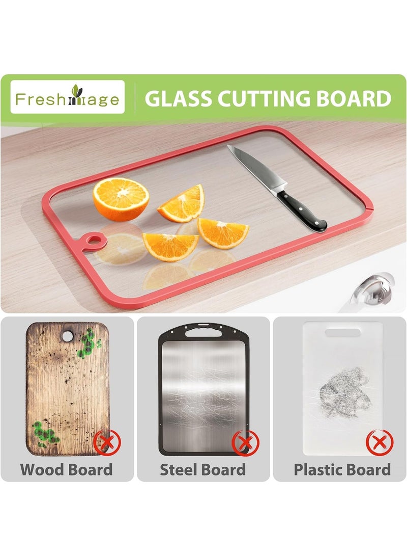 موثوقية التنبؤ ألواح تقطيع زجاجية لطاولة المطبخ، لوح تقطيع شفاف للمطبخ، لوح تقطيع أكريليك شفاف مانع للانزلاق مع حافة لحماية سطح الطاولة في المنزل والمطعم - Image 3