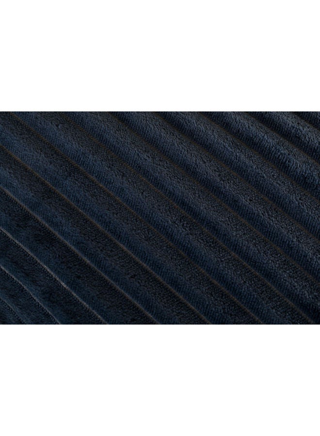 Mintra Blanket Double Sided Sherpa & Strip Soft Flannel Navy 220x240 - Image 2
