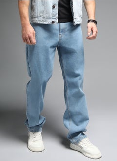 HIGH STAR 90s Straight Fit Mid-Rise Indigo Jeans for Men with Clean Look  - Image 3