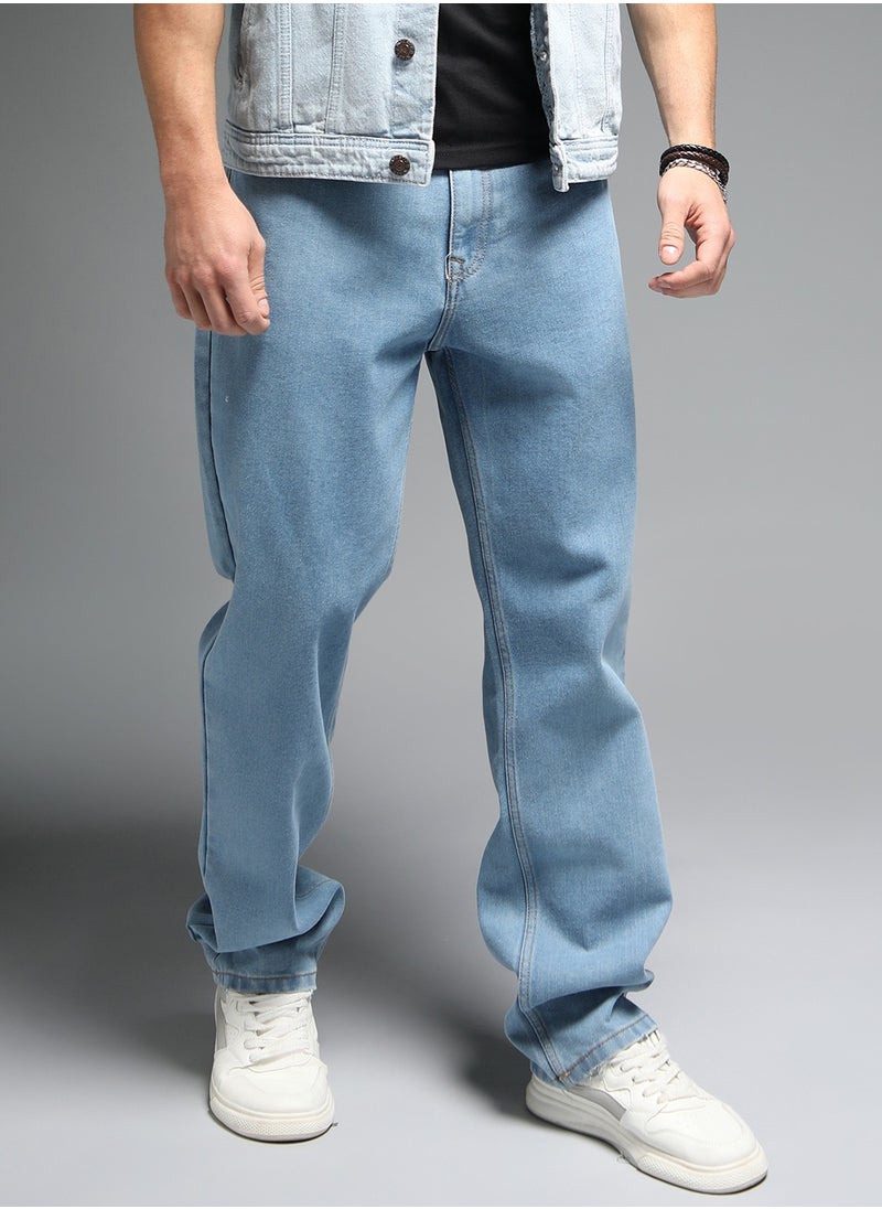 HIGH STAR - 90s Straight Fit Mid-Rise Indigo Jeans for Men with Clean Look - Image 1
