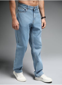 HIGH STAR 90s Straight Fit Mid-Rise Indigo Jeans for Men with Clean Look  - Image 5