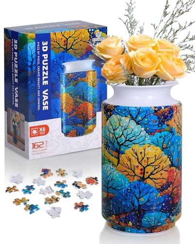 KOSTBAR 3D Puzzle Vase 162 Pieces 3D Puzzles for Adults with Flowers Unique Arts and Crafts for Adults Unique Housewarning Gifts for Women Puzzle Vase for Home and Office Decor Eternal Bough - Image 1