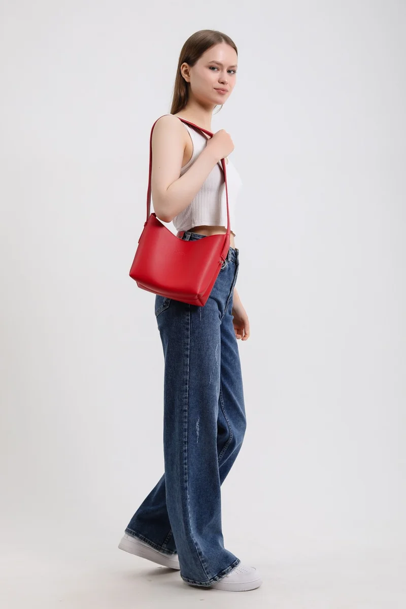 نوثينج Women's Leather Snap Makeup Bag 3-Stage Design Adjustable Strap Hand, Shoulder and Crossbody Bag