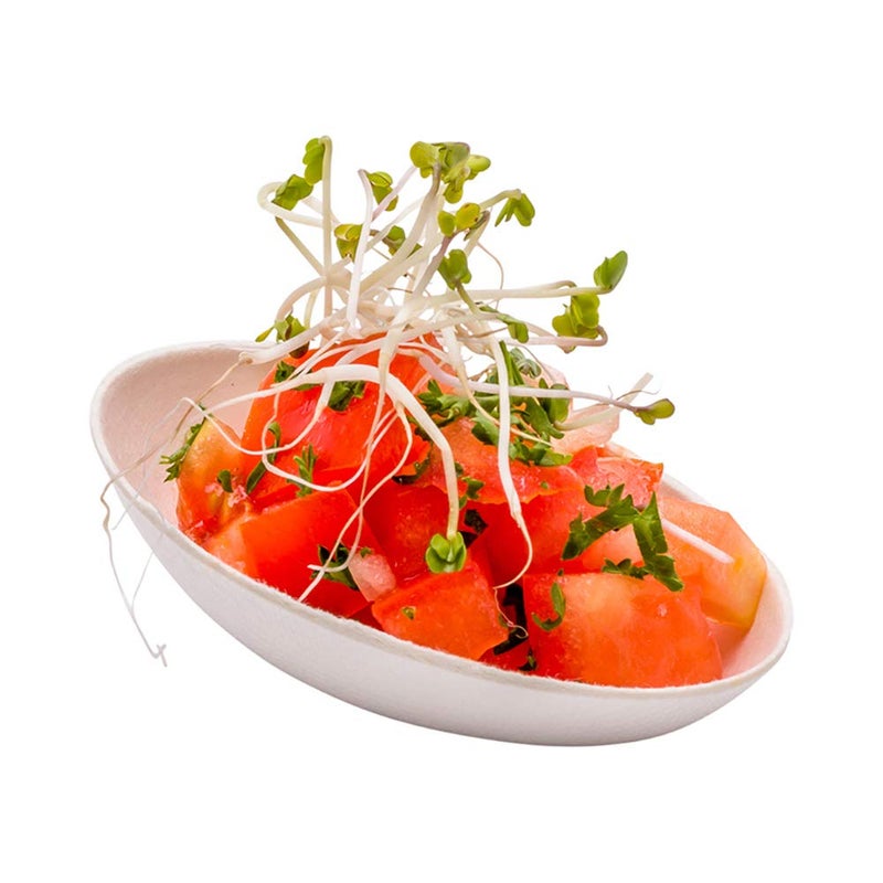 Restaurantware Pulp Tek 31 Inch Tasting Plates 100 Egg Shaped Disposable Appetizer Dishes  Easy To Hold Premium White Bagasse Mini Tasting Dishes Grease Resistant For Appetizers