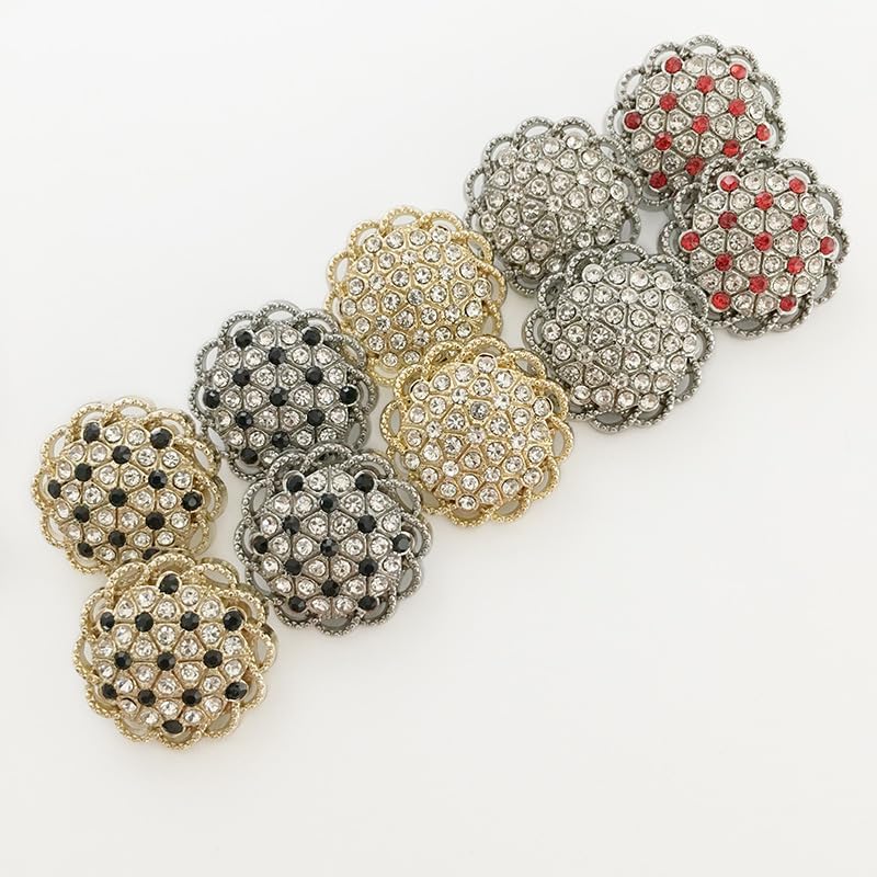 Metal Buttons, 14/20/22MM 10PCS Coat Hollow Pearl Flower Buttons Coat Pearl Buttons for Sewing - Image 2