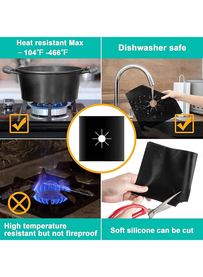 Gas Stove Protectors Gas Range Stove Top Burner Protectors Stove Top Covers For Gas Burners 0.2Mm Double Thickness Reusable Non Stick Fast Clean Liners For Kitchen Cooking Bpa Free 2 Packs