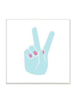 Stupell Industries Stupell Home Décor Peace Hand Teal With Pink Nail Polish Wall Plaque Art 12 X 0.5 X 12 Proudly Made In Usa  - Image 2