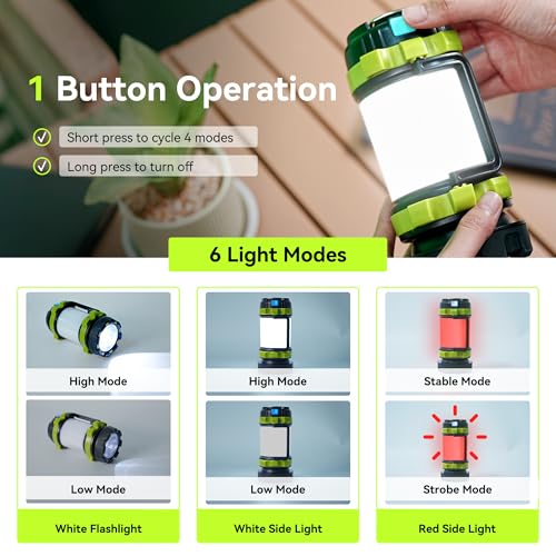 AlpsWolf Rechargeable Flashlight, 6 Modes Camping Flashlight LED Camping Lantern for Power Outage, Flashlight for Home, Emergency, Green - Image 3