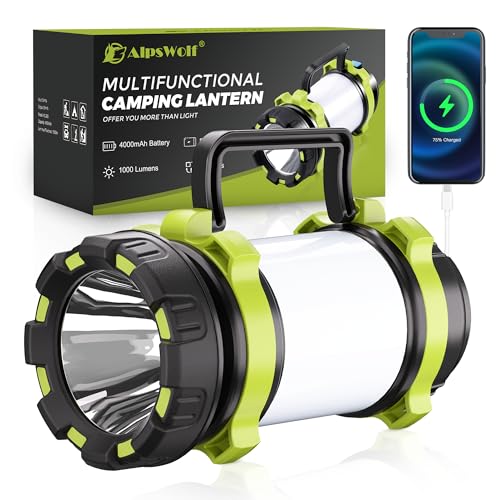 AlpsWolf Rechargeable Flashlight, 6 Modes Camping Flashlight LED Camping Lantern for Power Outage, Flashlight for Home, Emergency, Green - Image 1