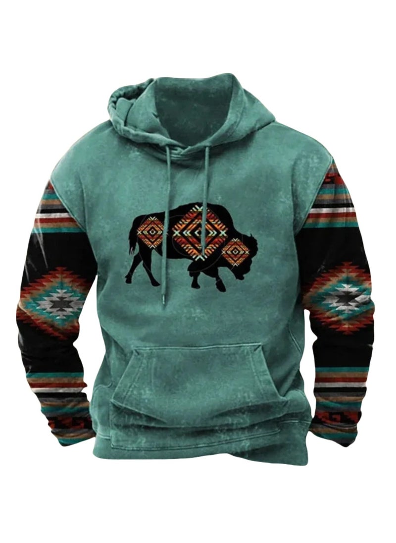 KUYING New Printed Casual Hooded Sweatshirt 